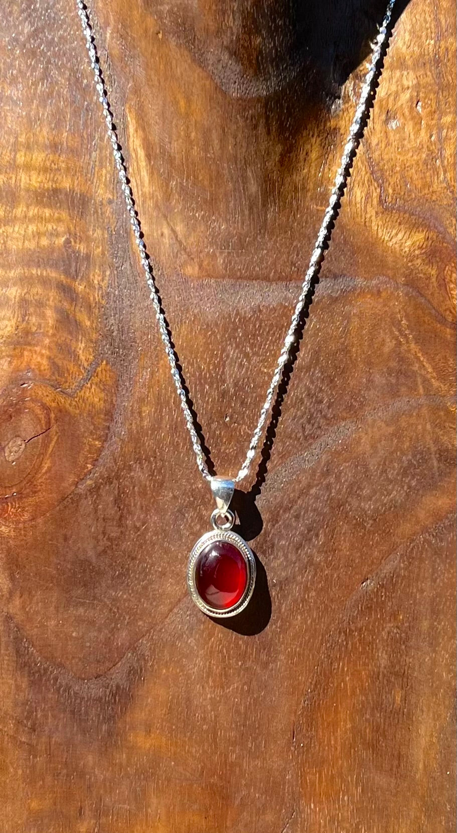 .925 Sterling Silver Hessonite Garnet Pendant (Chain Not Included)