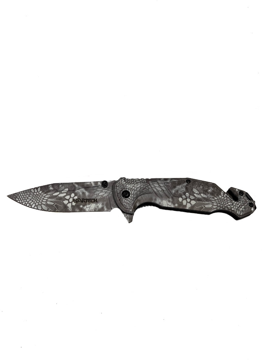 "Wartech" Snake Scale Designed Assisted Opening Pocket Knife With Glass Breaker / Seatbelt Cutter(3cr13 Steel)