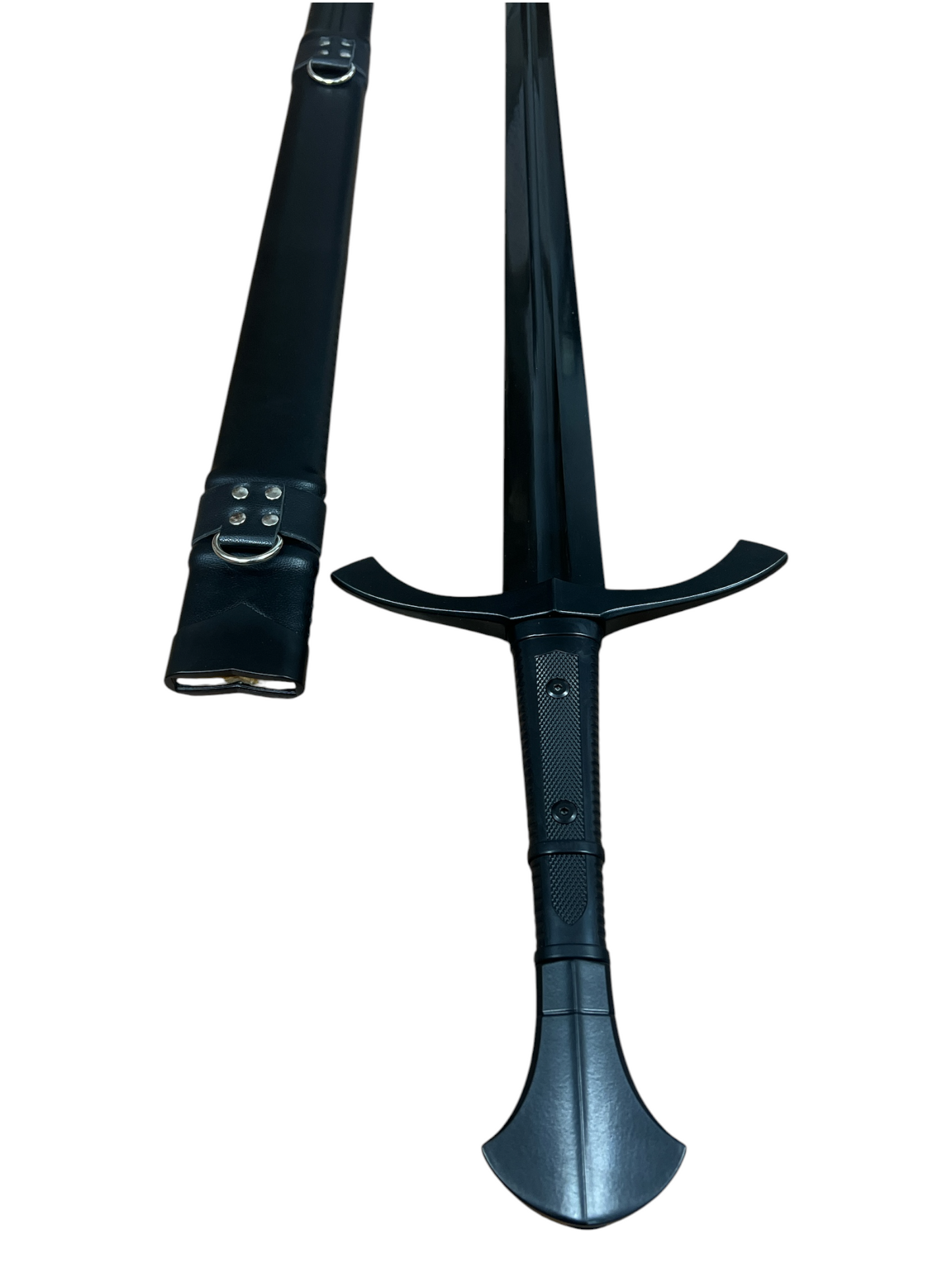 Dark Knight Broadsword - 1065 High Carbon Black Steel - Battle Ready - Includes Genuine Leather Scabbard
