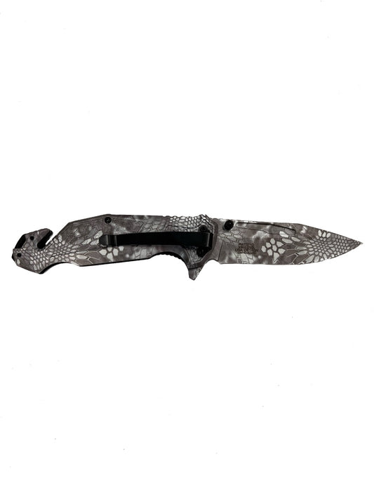 "Wartech" Snake Scale Designed Assisted Opening Pocket Knife With Glass Breaker / Seatbelt Cutter(3cr13 Steel)