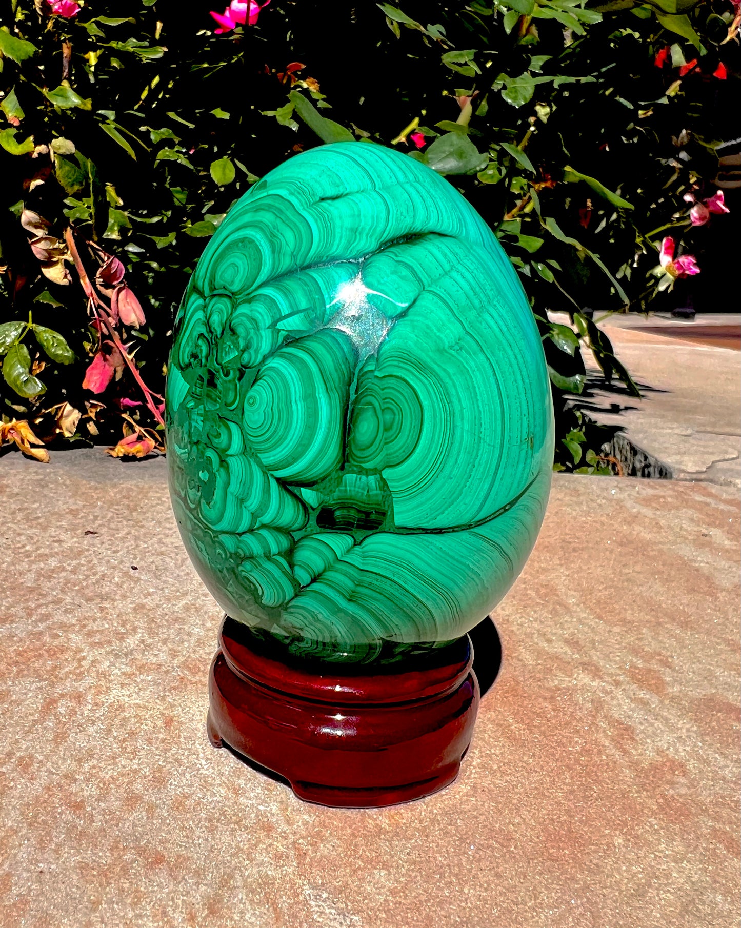 "A” Grade Polished Malachite Egg With Stand (Namibia)