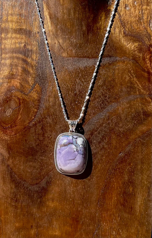 .925 Sterling Silver Tiffany Stone Pendant (Chain Not Included)