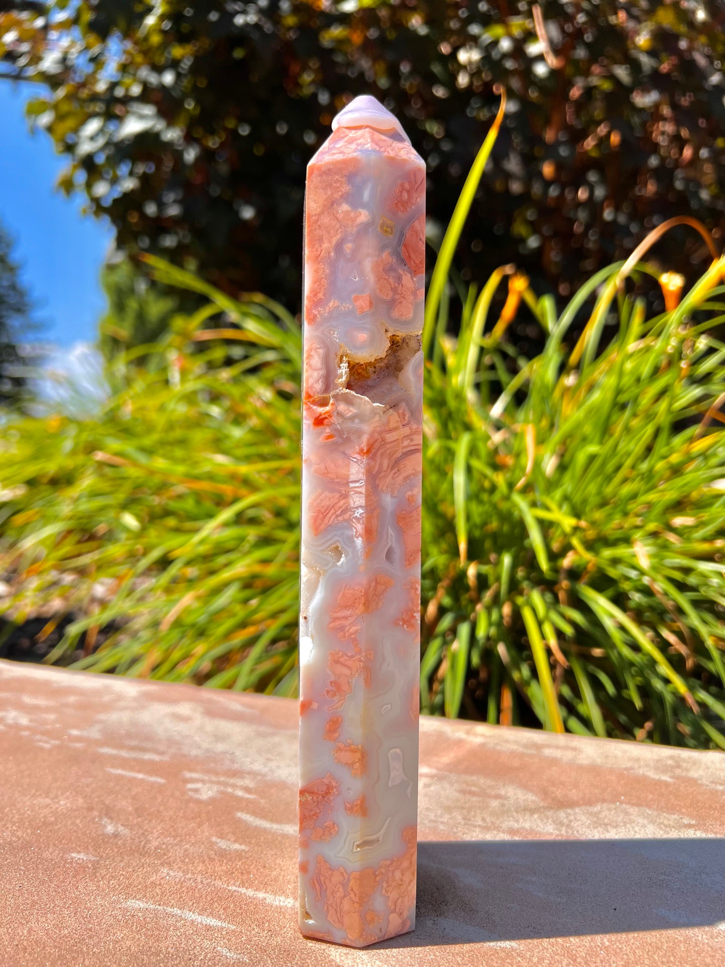 Pink Agate Tower with Druzy (Botswana)