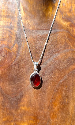 .925 Sterling Silver Hessonite Garnet Pendant (Chain Not Included)