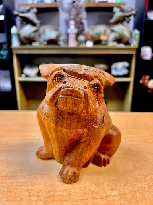 Hand Carved Mahogany Bulldog (Bali, Indonesia)