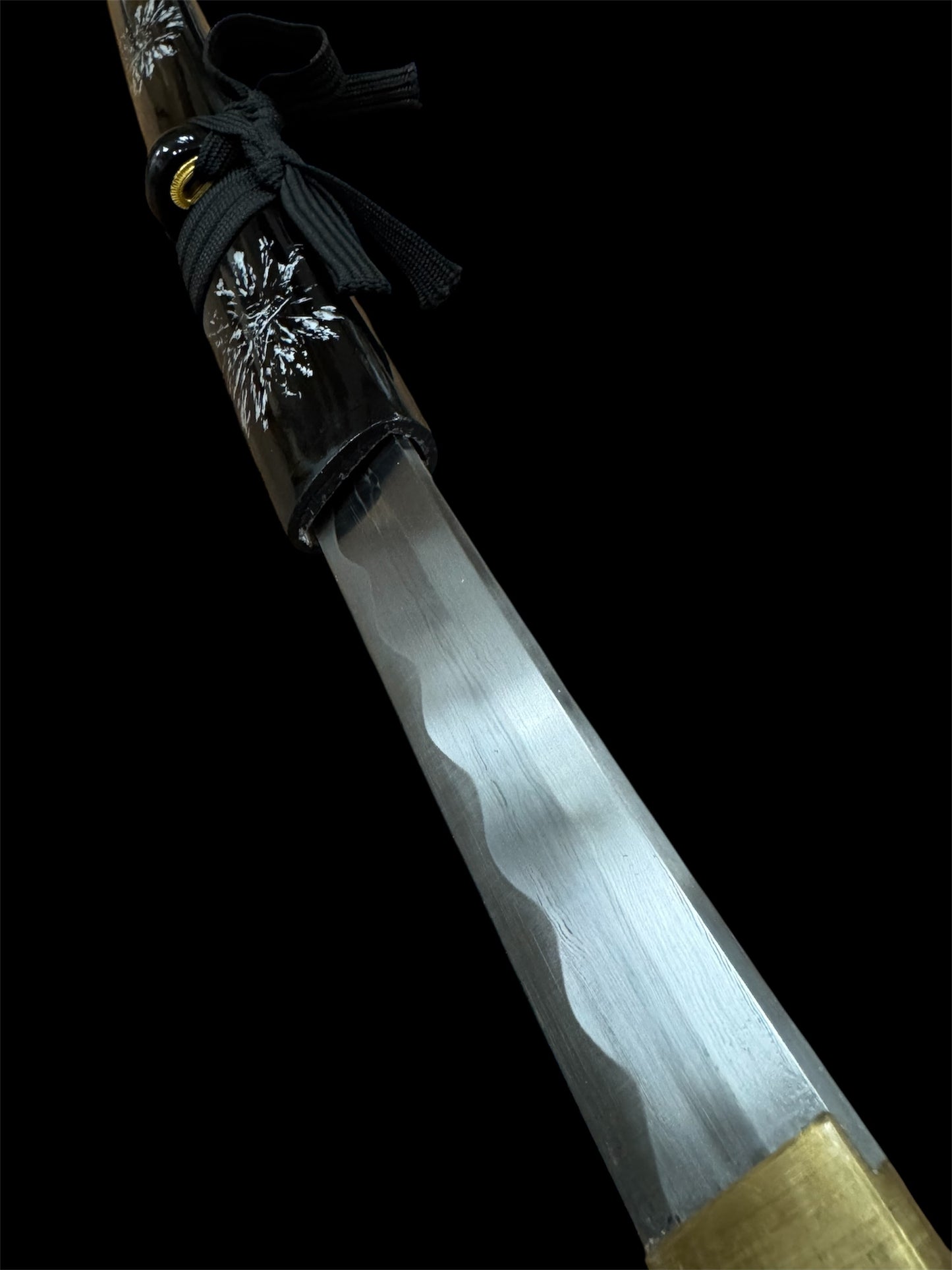 White Warrior Katana - Hand Forged - Damascus Steel - Genuine Ray Skin - Hand Painted Scabbard