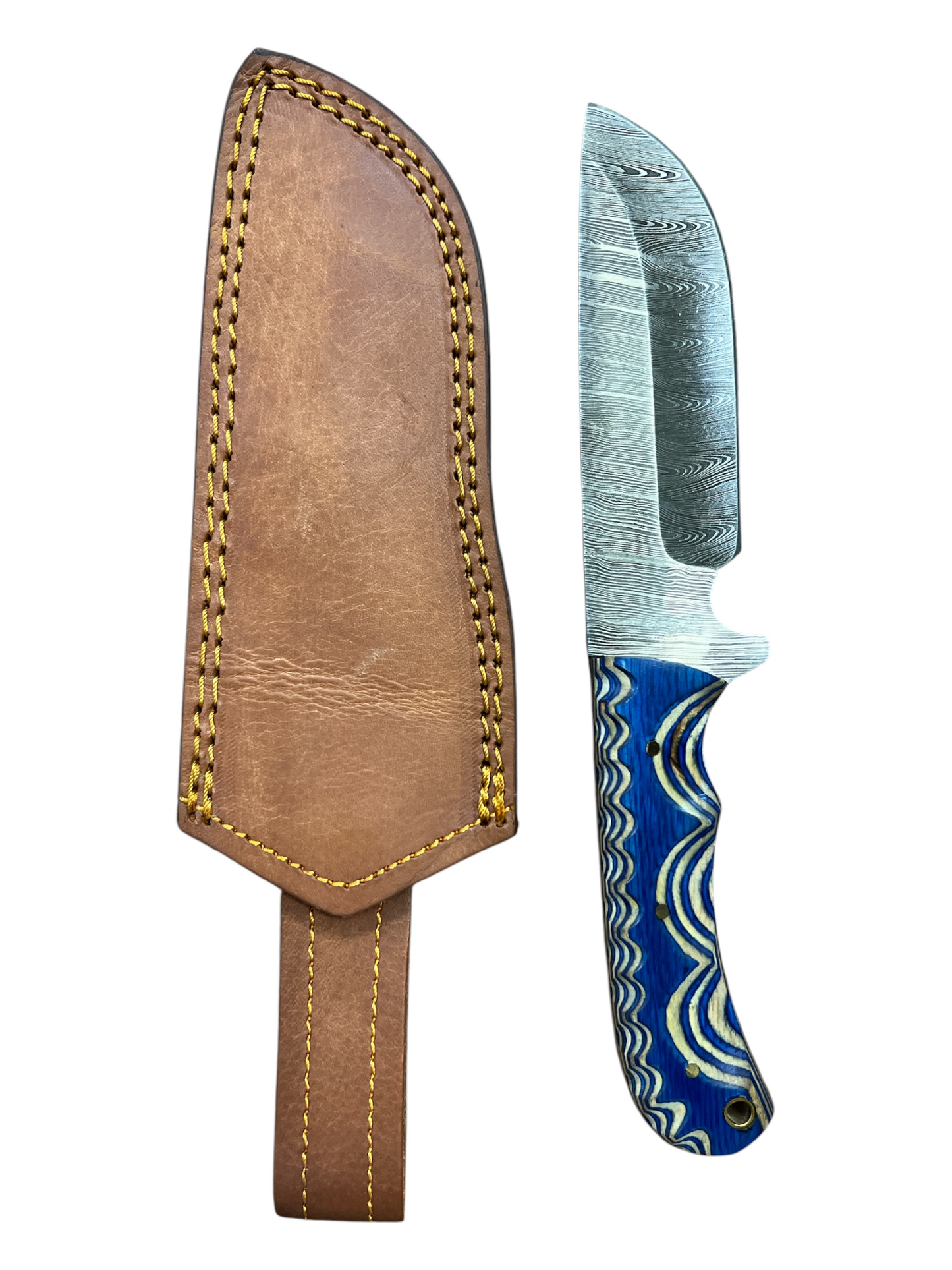 “Rite Edge” Damascus Steel Survival Knife - Includes Leather Sheath