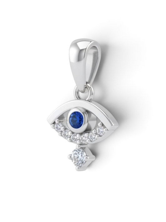 .925 Sterling Silver Evil Eye Pendant - Swarovski & Topaz