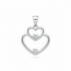 .925 Sterling Silver Double Heart Pendant - Swarovski Crystals