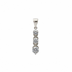 .925 Sterling Silver Tri-Stone Pendant - Swarovski Crystals