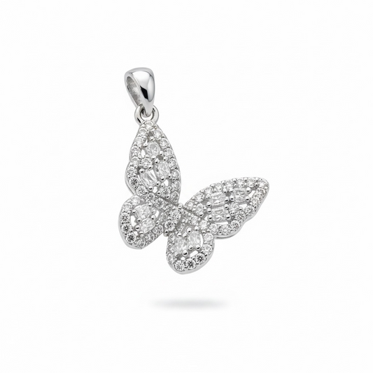 .925 Sterling Silver Butterfly Pendant - Swarovski Crystals