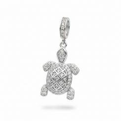 .925 Sterling Silver Turtle Pendant - Swarovski Crystals