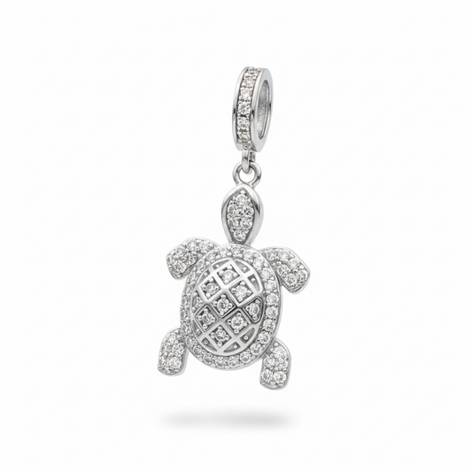 .925 Sterling Silver Turtle Pendant - Swarovski Crystals