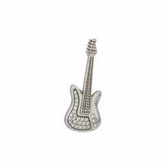 .925 Sterling Silver Guitar Pendant - Swarovski Crystals