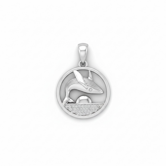 .925 Sterling Silver Whale Pendant - Swarovski Crystals
