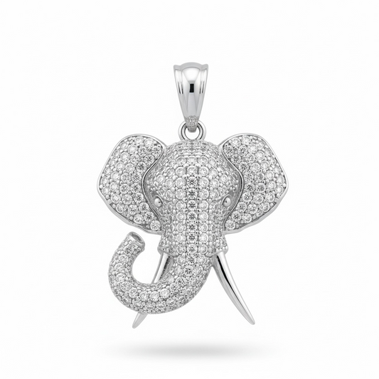 .925 Sterling Silver Elephant Pendant - Swarovski Crystals
