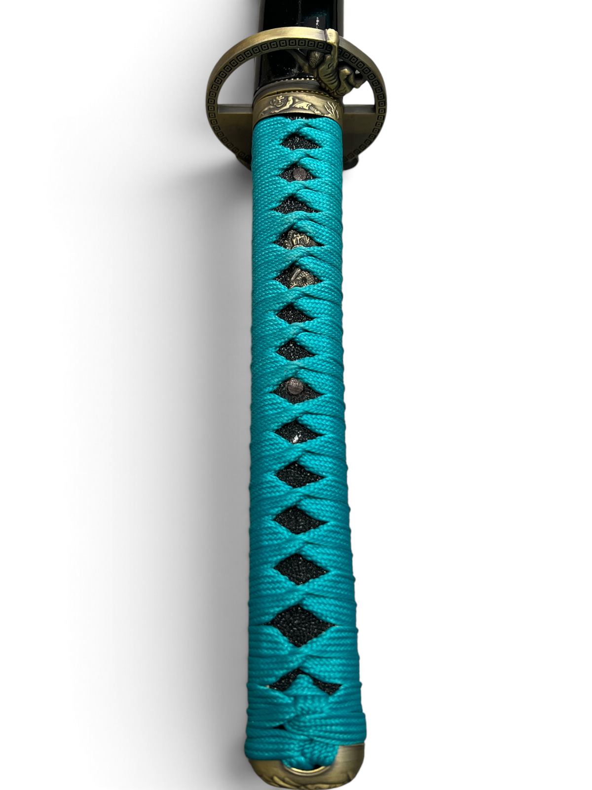 Shinwa Regal Teal Katana - Full Tang - Hand Forged Damascus - Genuine Ray Skin