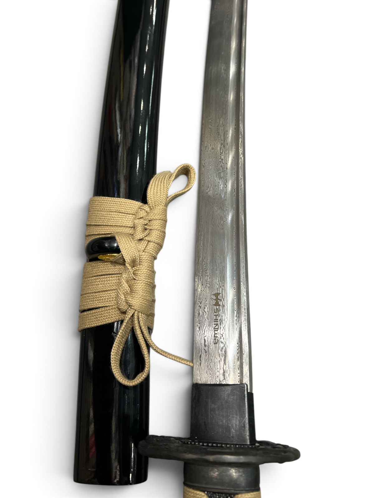 Shinwa Makaku Katana - Full Tang - Hand Forged Damascus - Genuine Ray Skin