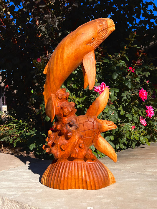 Hand Carved Mahogany Whale & Turtle (Bali, Indonesia)