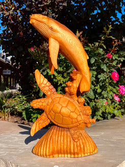 Hand Carved Mahogany Whale & Turtle (Bali, Indonesia)