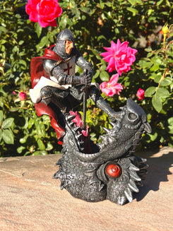 Crusader Knight Slaying Dragon (Polyester Resin)