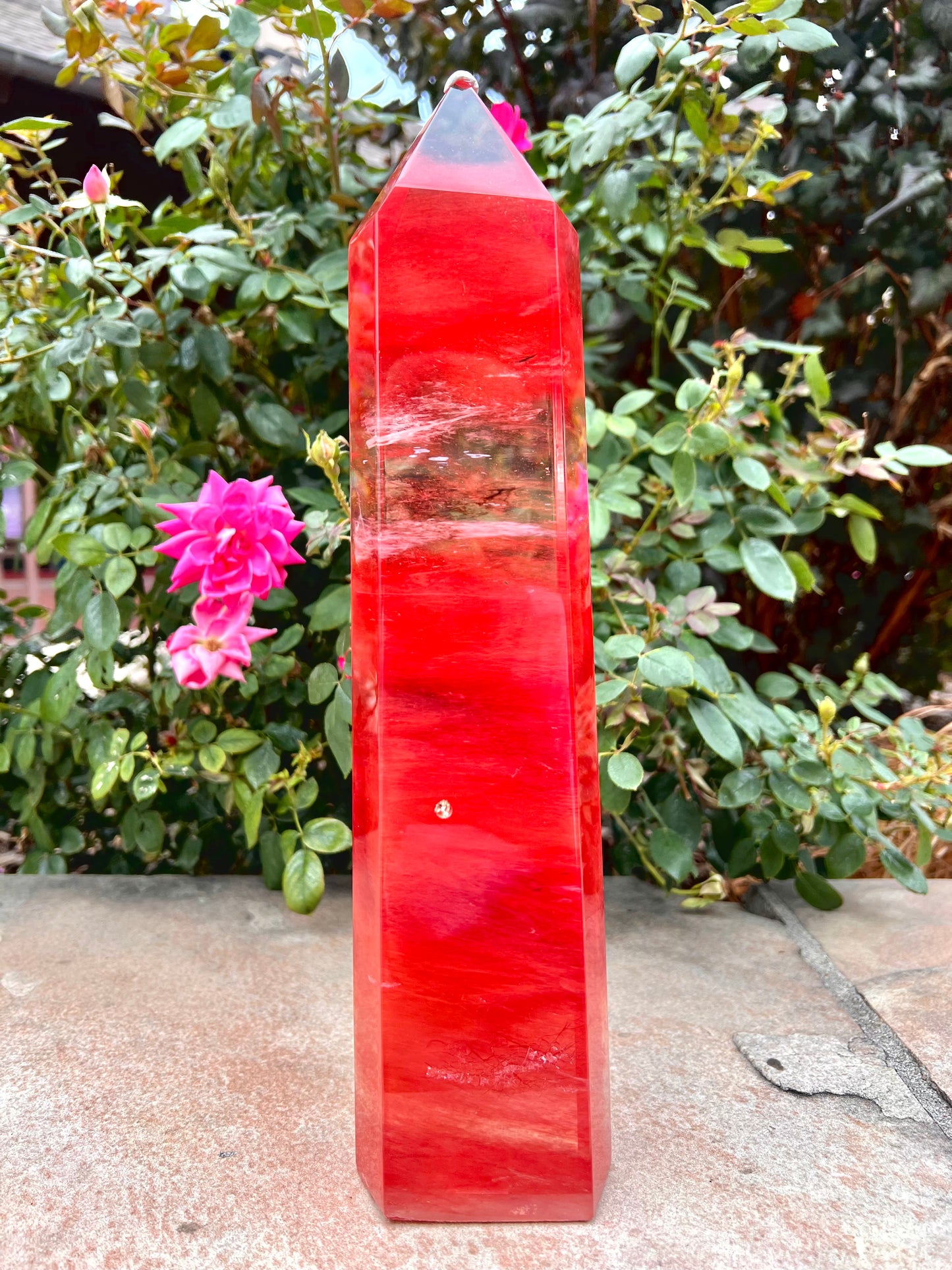 Vibrant Cherry Quartz Energy Tower