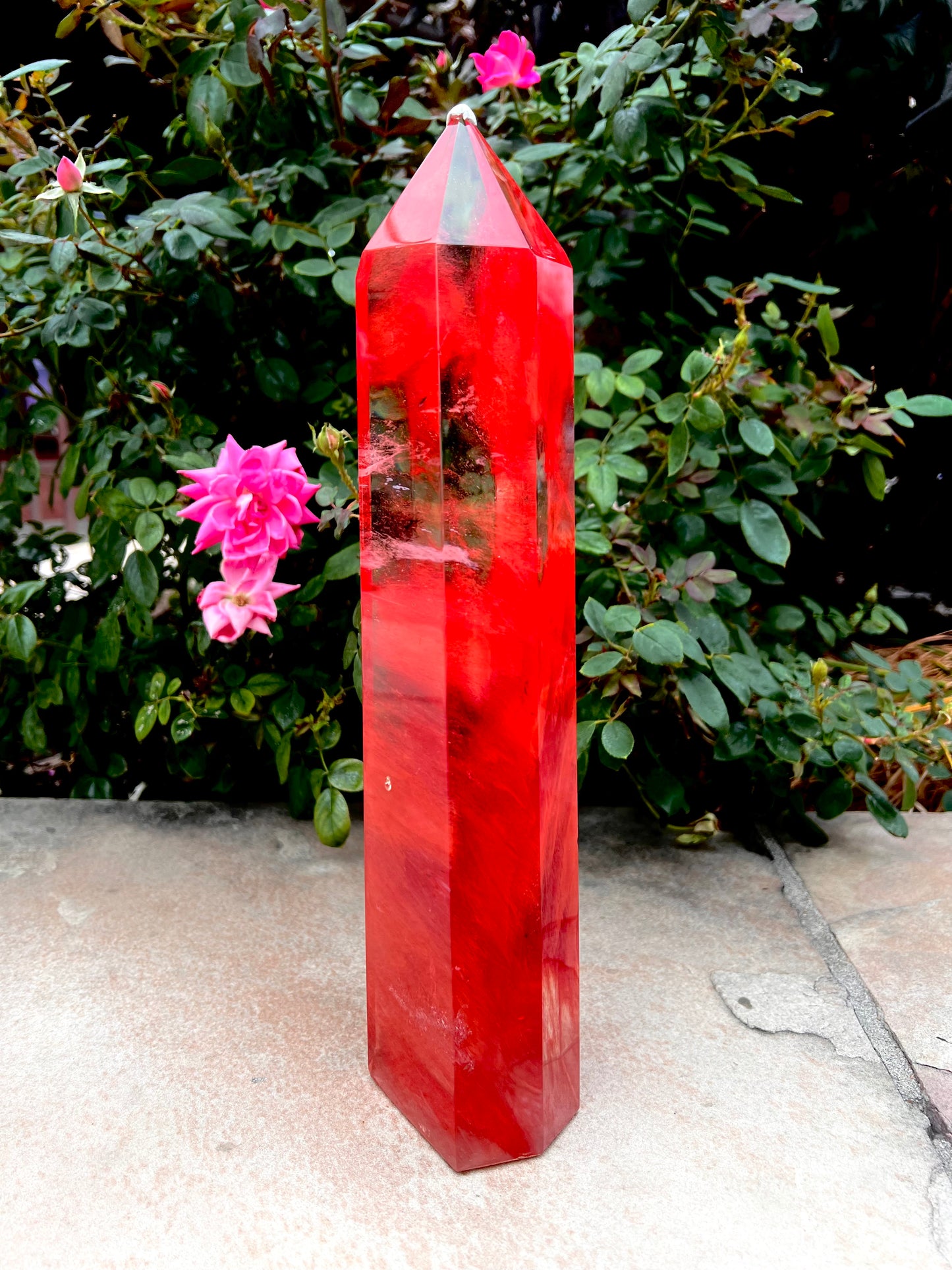 Vibrant Cherry Quartz Energy Tower