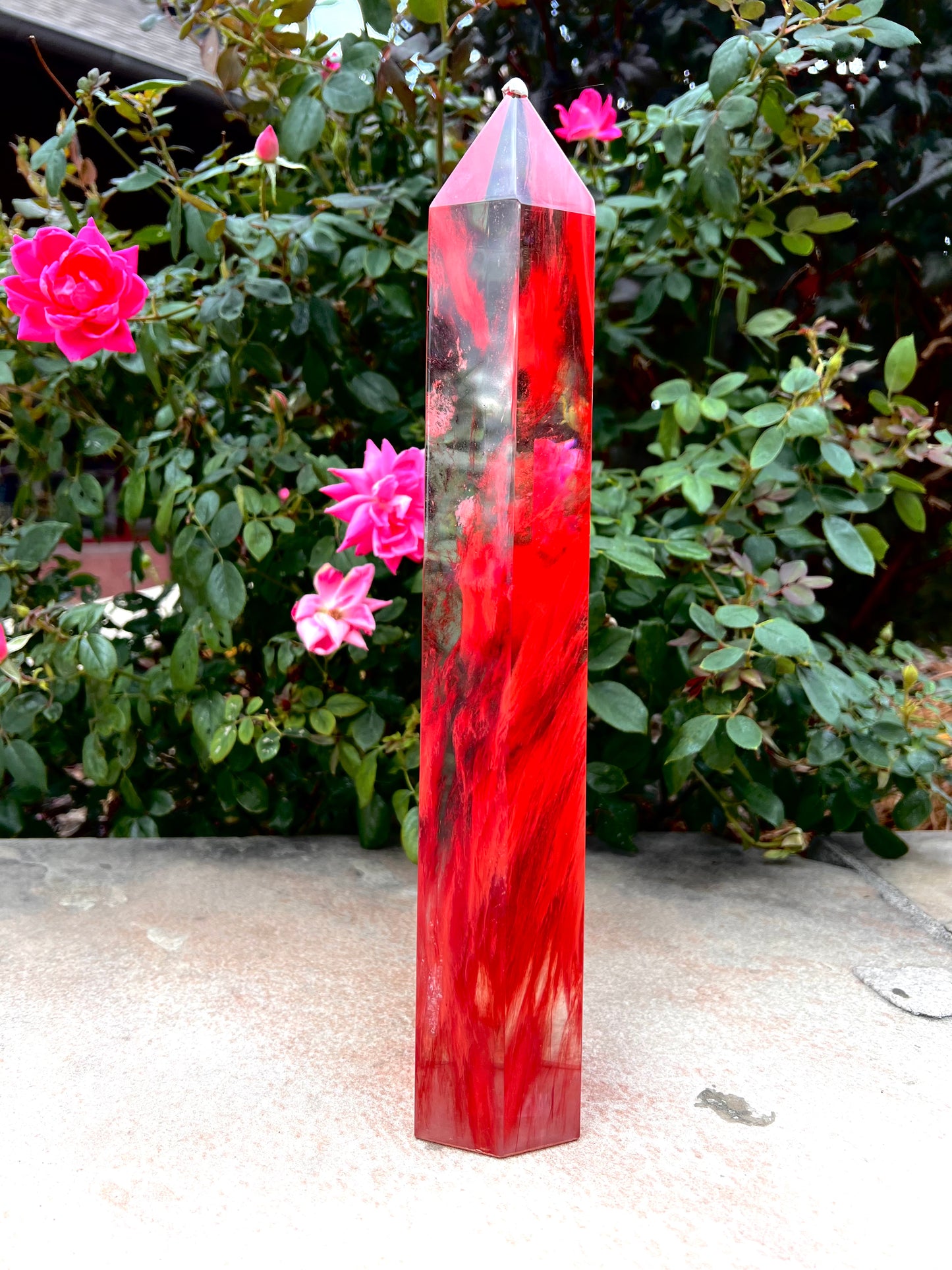 Vibrant Cherry Quartz Energy Tower