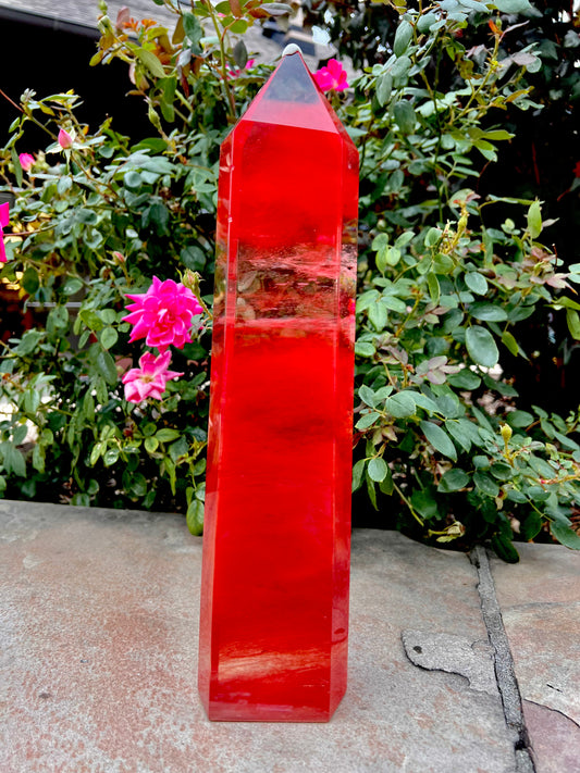 Vibrant Cherry Quartz Energy Tower