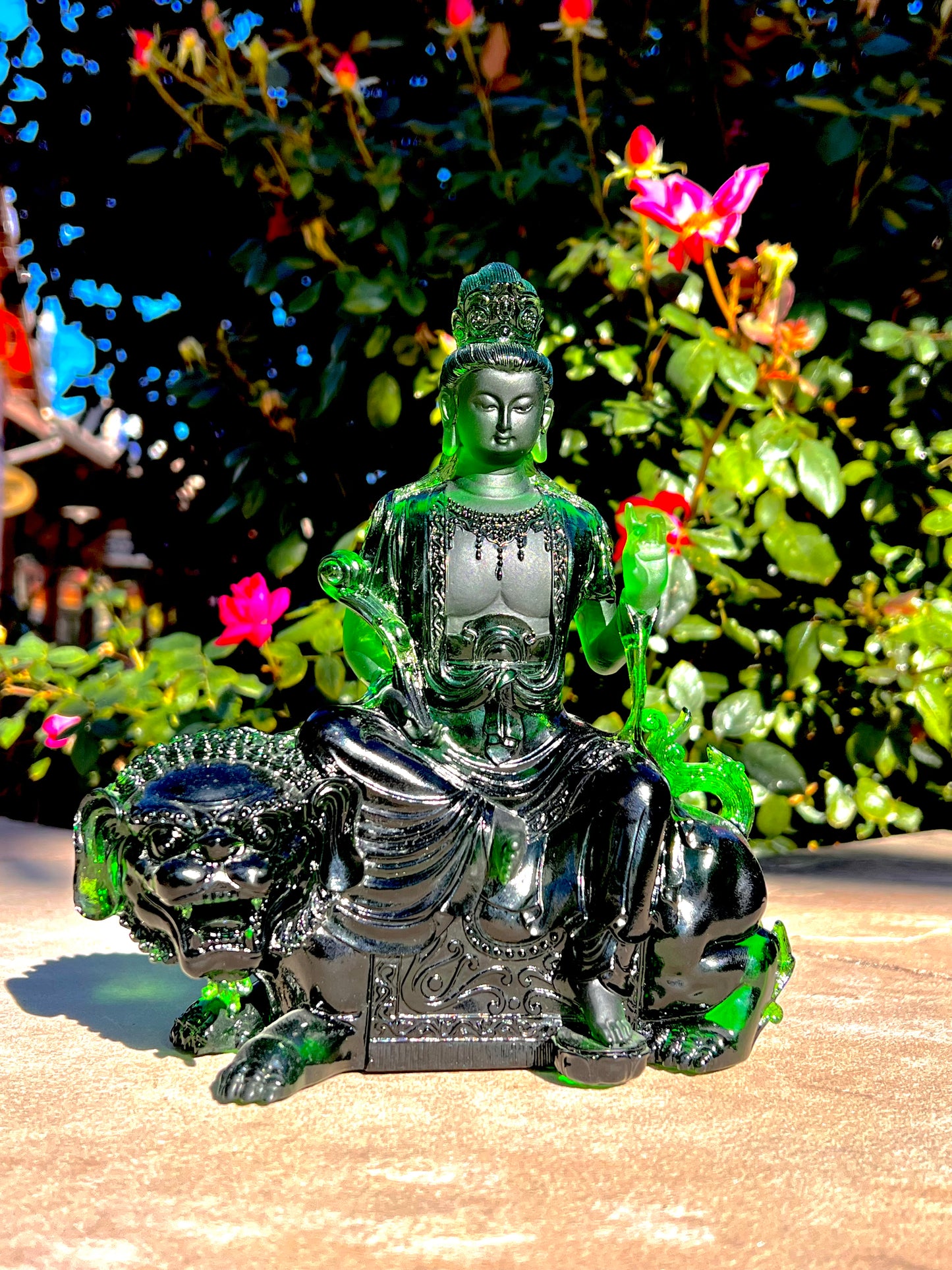 "A" Quality Hand Carved Green Obsidian Quan Yin