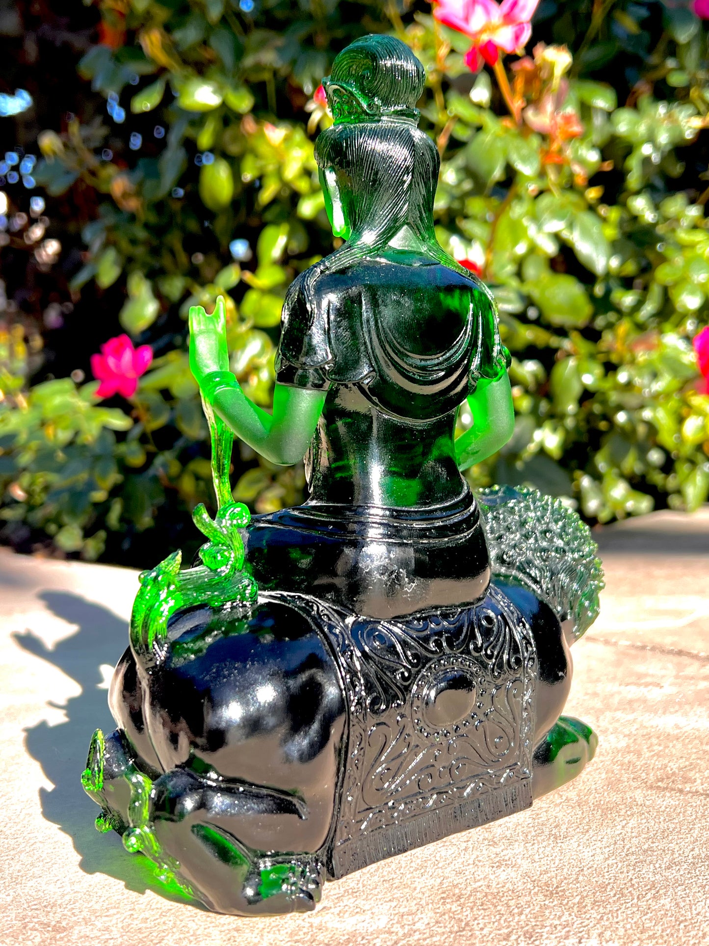 "A" Quality Hand Carved Green Obsidian Quan Yin