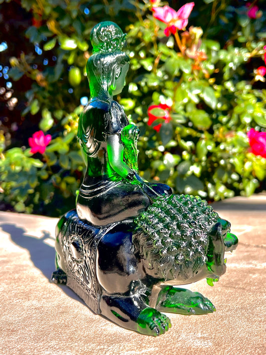 "A" Quality Hand Carved Green Obsidian Quan Yin