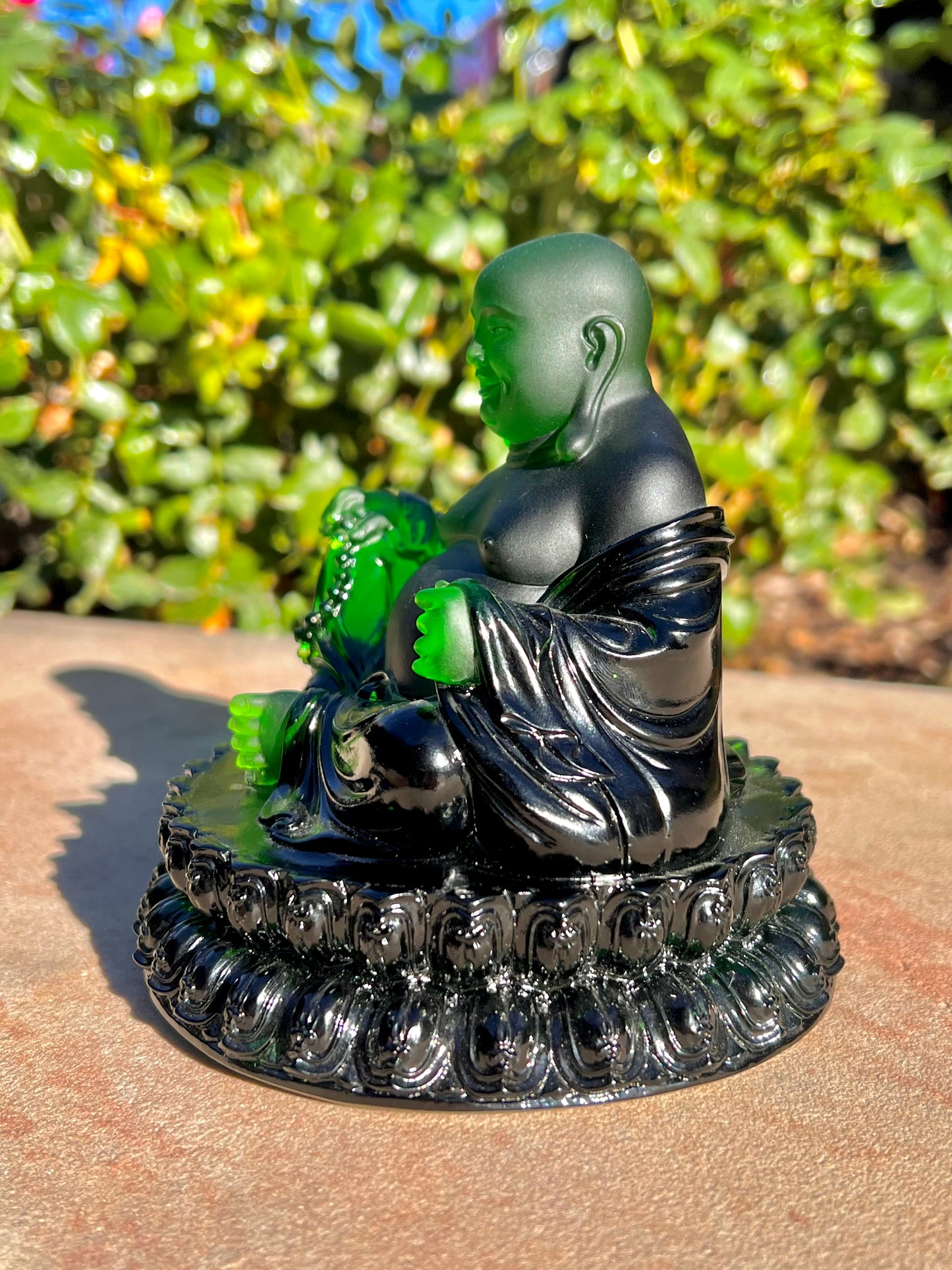 "A" Quality Hand Carved Green Obsidian Happy Fat Buddha