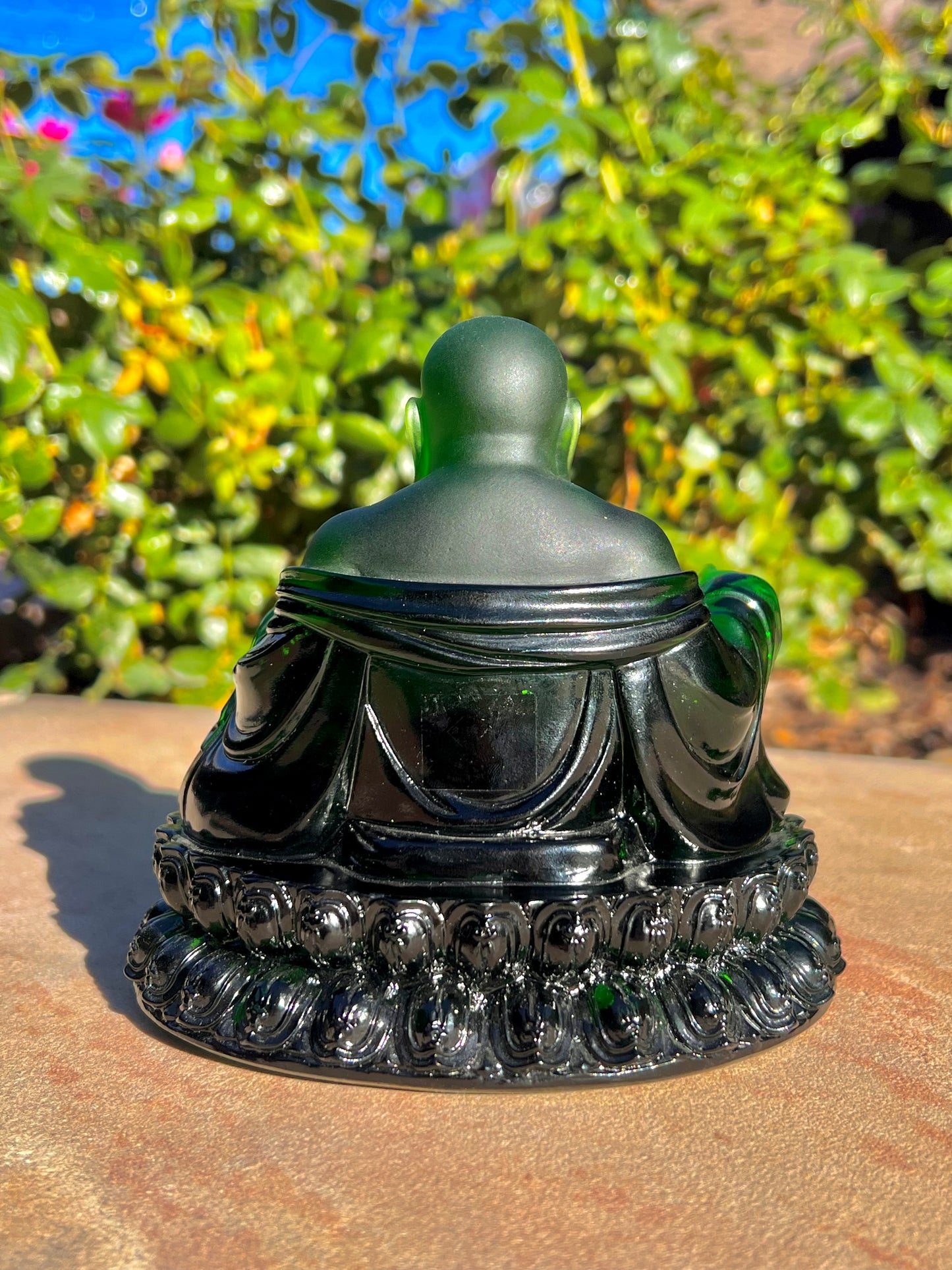 "A" Quality Hand Carved Green Obsidian Happy Fat Buddha