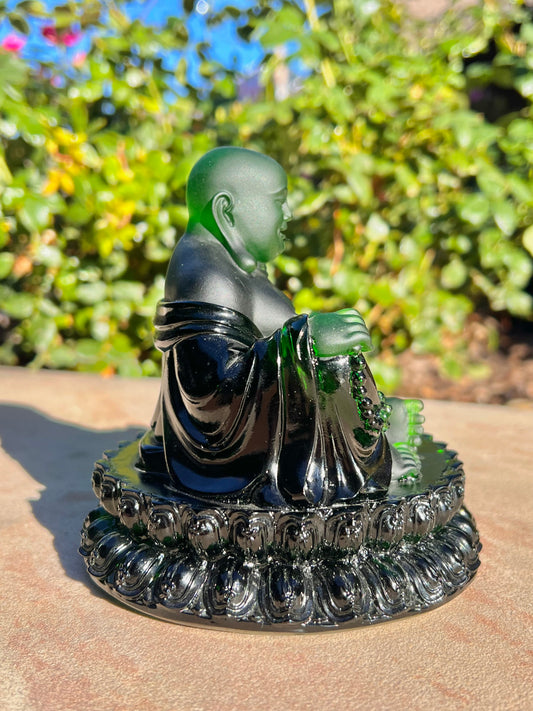 "A" Quality Hand Carved Green Obsidian Happy Fat Buddha