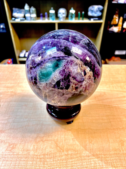 (15lb) "A" Grade Rainbow Fluorite Sphere (Mexico)