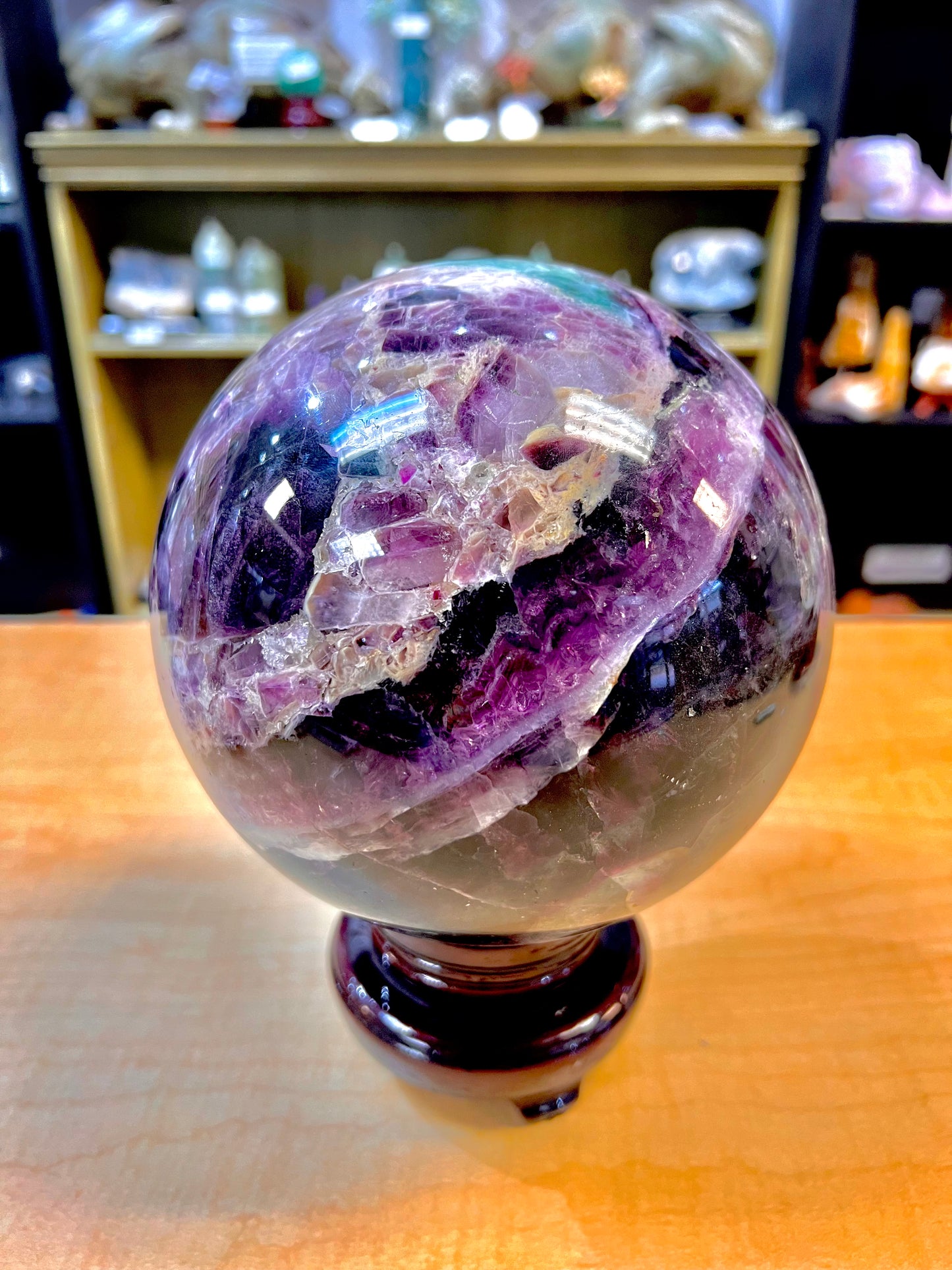 (15lb) "A" Grade Rainbow Fluorite Sphere (Mexico)