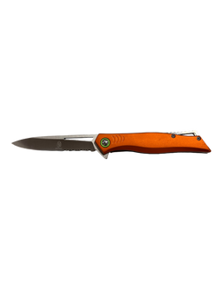 "Buckshot" Orange & Black Serrated Assisted Opening Pocket Knife (3cr13 Steel)