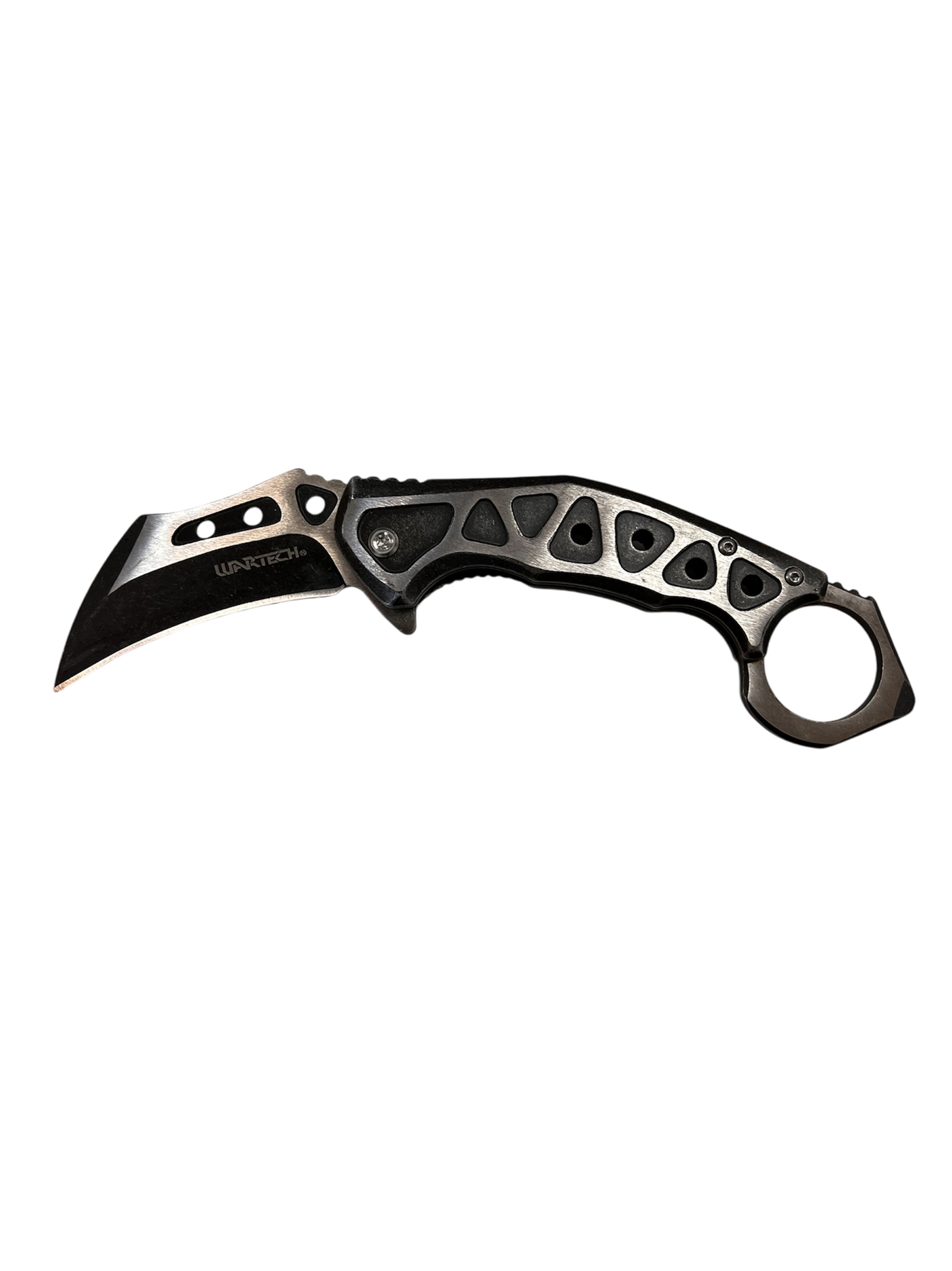 "Wartech" Silver & Black Assisted Opening Karambit (3cr13 Steel)