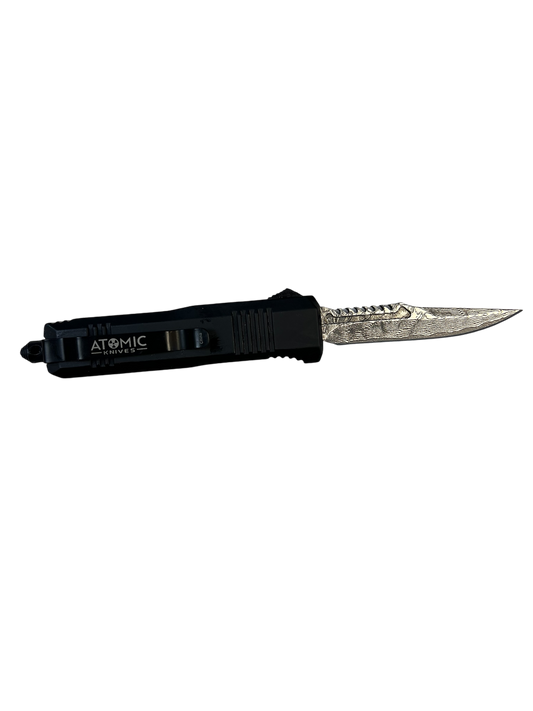 "Atomic" Double Action Polished Gun Metal OTF Pocket Knife (1 Year Warranty)