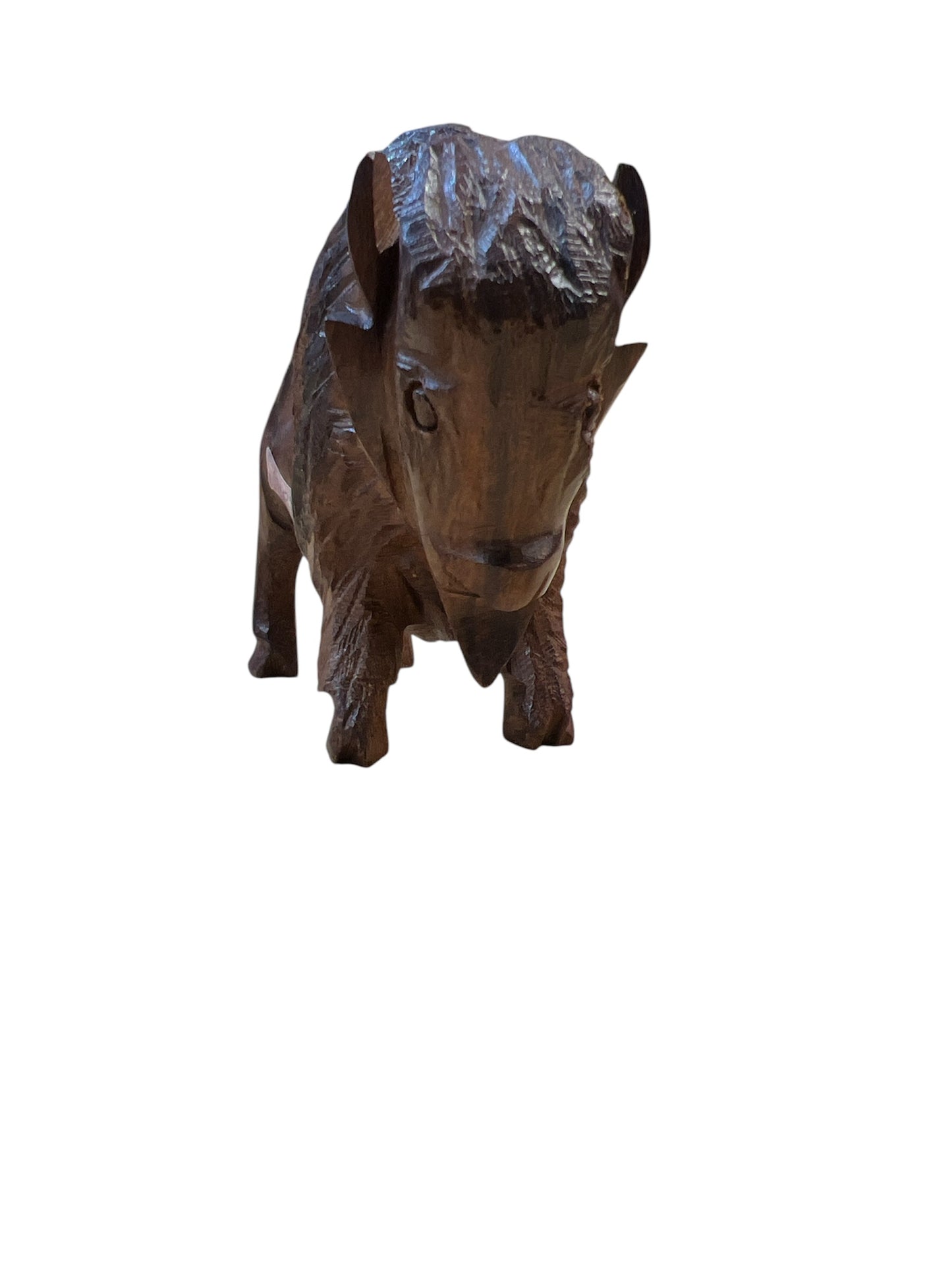 Medium Hand-Carved Ironwood Buffalo (Mexico) 4"