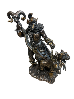 10" Resin "Hades" Figurine With Three Headed Dog (God Of The Dead)