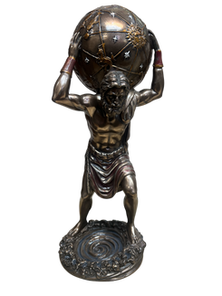 Resin Atlas Holding the World Figurine - 10" Tall, 5" Wide, 3lbs - Titan of Endurance