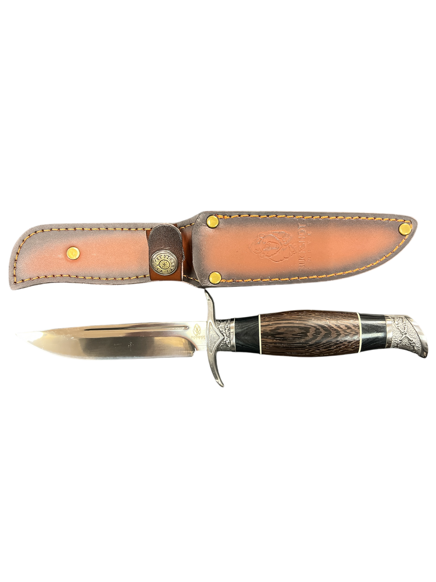 "Buckshot" Wood & Surgical Steel Hunting / Survival Knives (3cR13 Steel) Includes Genuine Leather Sheath