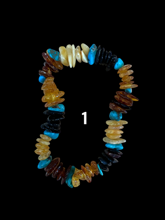 "AA" Grade Baltic Amber/Turquoise/Tourmaline Bracelets (Lithuania)