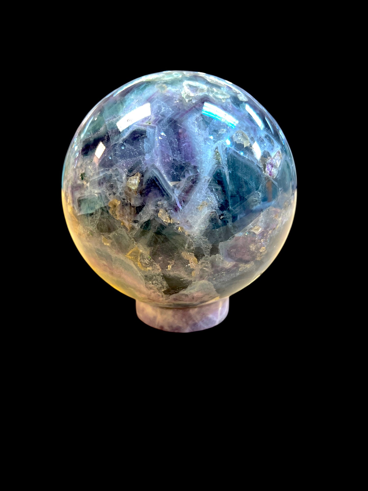 6lb Rainbow Fluorite Sphere - South Africa - Includes Lepidolite Stand!