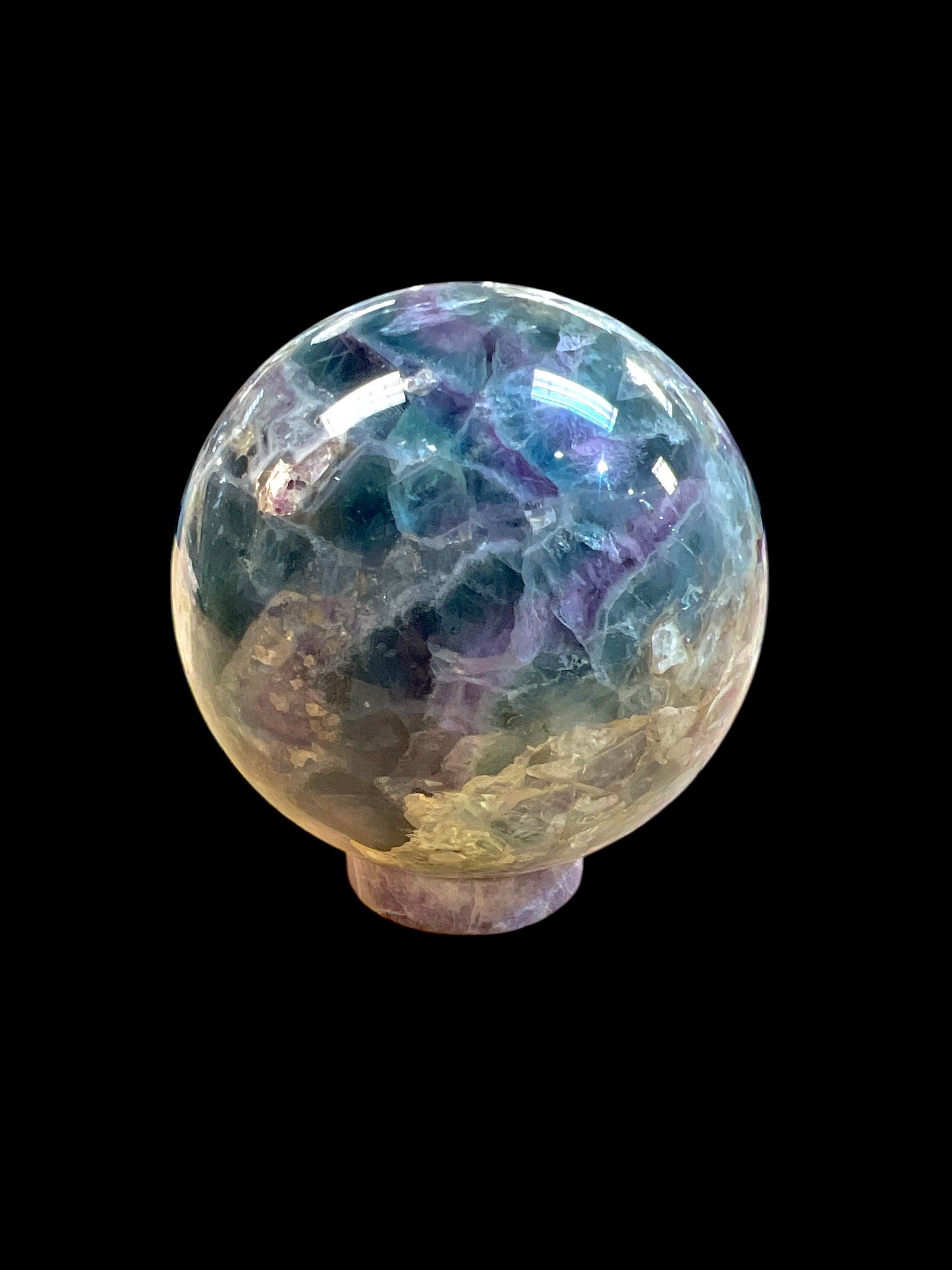 6lb Rainbow Fluorite Sphere - South Africa - Includes Lepidolite Stand!