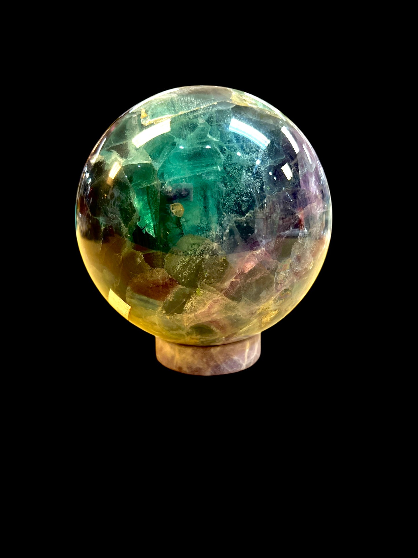 6lb Rainbow Fluorite Sphere - South Africa - Includes Lepidolite Stand!