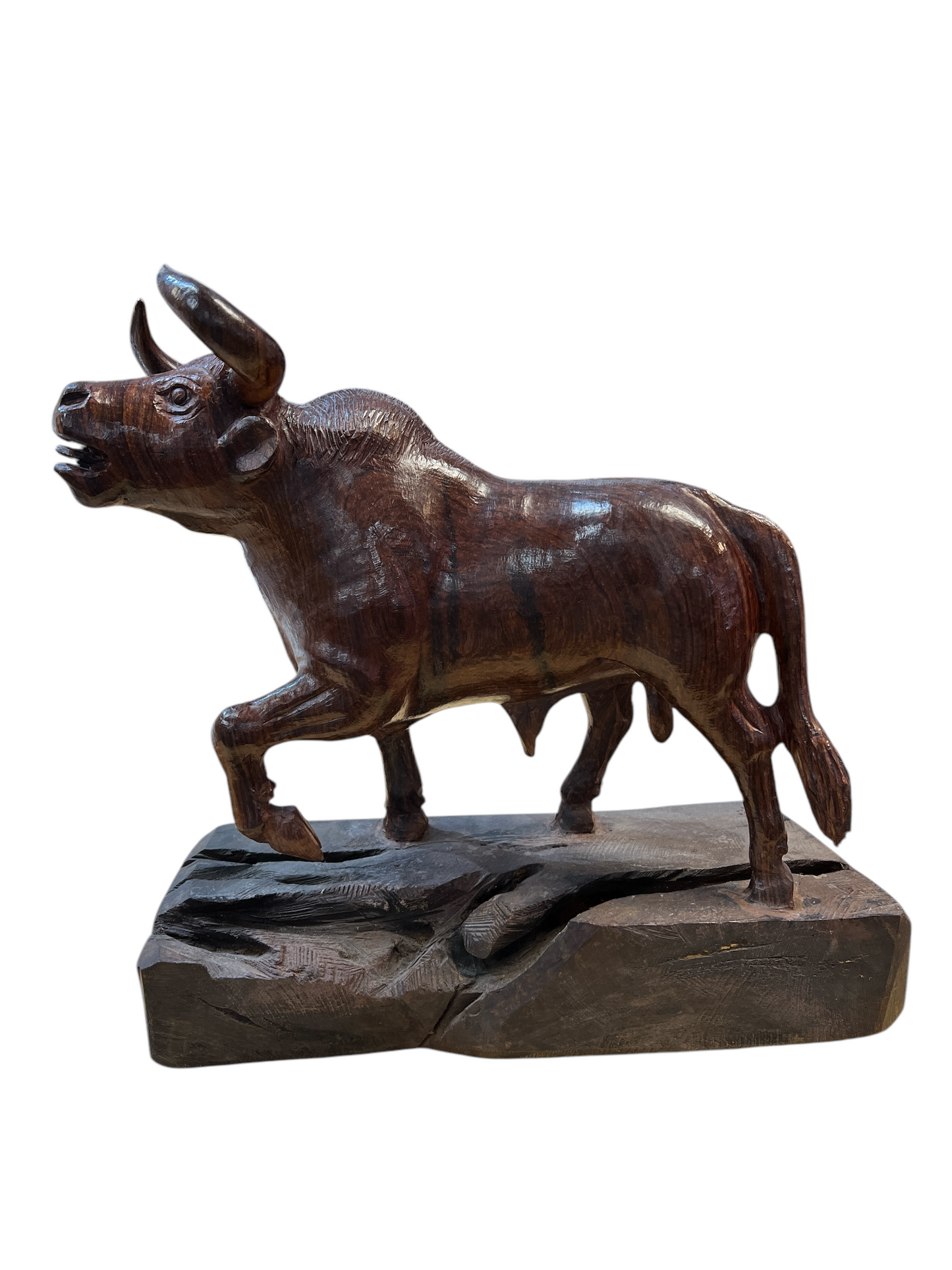 8lb Ironwood Bull Carving – Handcrafted in Mexico (13.5"x15" inches)