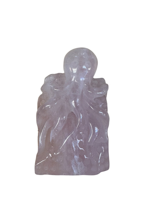 Rose Quartz Stone Carved Octopus